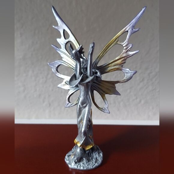 Gold & Purple Pewter Fairy with Butterfly Figurine - Picture 9 of 11